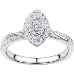 Macy's Marquise Shaped Halo Cluster Engagement Ring - White Gold/Diamonds