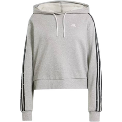 Adidas Women's Sportswear Essentials 3-Stripes Animal Print Relaxed Hoodie - Medium Grey Heather/Grey