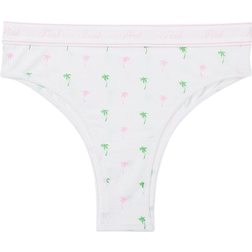 PINK Women's Logo Cotton Brazilian Panty - Optic White Palm Print