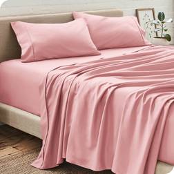 Bare Home Double Brushed Bed Sheet Pink (243.8x205.7cm)