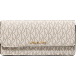 Michael Kors Jet Set Large Signature Logo Snap Front Wallet - Vanilla/Acorn