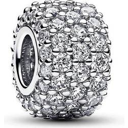 Pandora Sparkling Pavé Triple Row Charm - Silver/Transparent