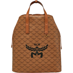 MCM Himmel Drawstring Backpack In Lauretos Medium - Cognac