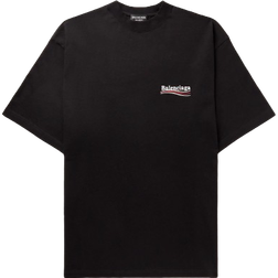 Balenciaga Logo Embroidered Jersey T-shirt - Black