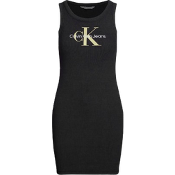 Calvin Klein Ribbed Monogram Tank Dress - Ck Black