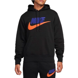 Nike Club Fleece Men's Pullover Hoodie - Black/Safety Orange