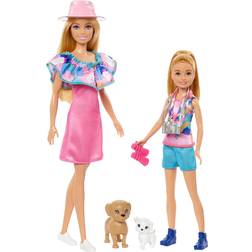 Barbie Barbie & Stacie Sister Doll Set with 2 Pet Dogs & Accessories HRM09