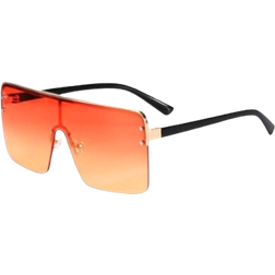 Blowuponline5 Shauna Oversize Flat Top Sunglasses Orange/Yellow