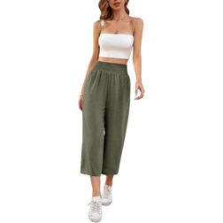 Shein LUNE Loose Fit Casual Elastic Waist 7/8 Length Pants