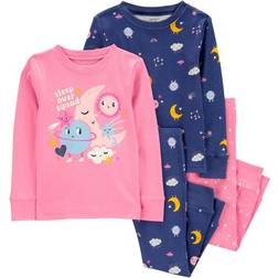 Carter's Baby Glow Space Pajamas 4-piece - Pink/Navy