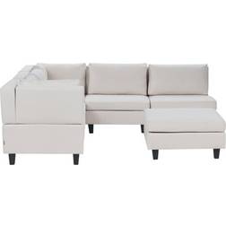 Beliani Unstad with Foot Stool Light Beige Sofa 228cm 6pcs 5 Seater