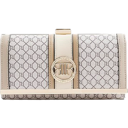 River Island Monogram Clip Top Purse - Beige