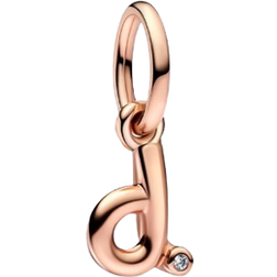 Pandora Letter D Script Alphabet Dangle Charm - Rose Gold/Transparent