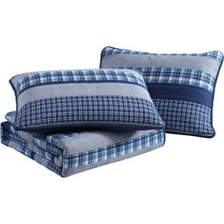 Nautica Addison Quilts Grey, White, Blue (243.8x233.7cm)