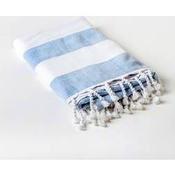 Hammam Beach Striped Turkish Style Bath Towel White, Blue (140x70cm)