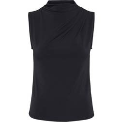 Pieces Madison Draped Sleeveless Top - Black