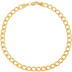 Italian Gold Beveled Crub Chain Bracelet - Gold