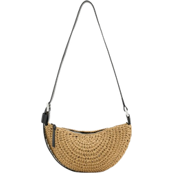 AllSaints Half Moon Crochet Crossbody Bag - Almond