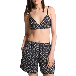 Michael Kors Empire Logo Print Satin Shorts - Black/White