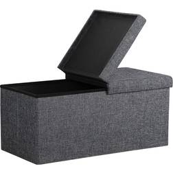 Casaria Foldable Dark Grey Linen Storage Bench 80x40cm