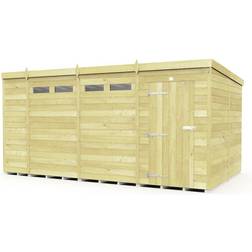 Lemon Pavilion 15 x 8 Feet Pent Security Shed - Single Door - Wood - L231 x W454 x H201 cm (Building Area )