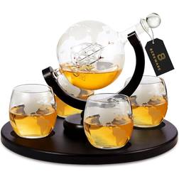 Berkware Globe with Glasses Whiskey Carafe 0.85L