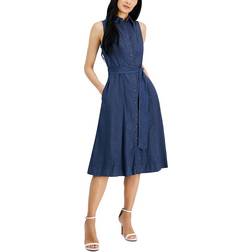 Anne Klein Women's Sleeveless Denim Midi Shirtdress - Indigo