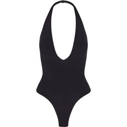 SKIMS Seamless Sculpt Deep Plunge Thong Bodysuit - Onyx