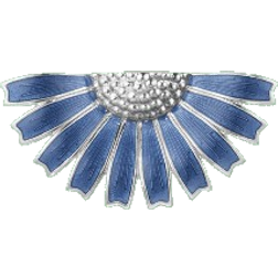 Georg Jensen Daisy Half Flower Brooch - Silver/Blue