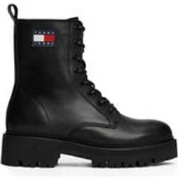 Tommy Hilfiger Leather Cleat Chunky Sole Lace Up - Black