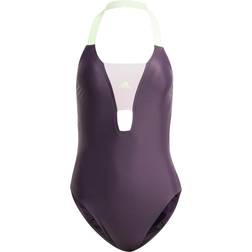 Adidas Women's Sportswear Colourblock Swimsuit - Aurora Black/Preloved Fig