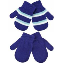 Sock Snob Baby's Striped Knitted Mittens 2-pack - Blue