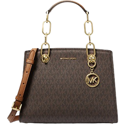 Michael Kors Cynthia Small Signature Logo Satchel - Brn/Acorn