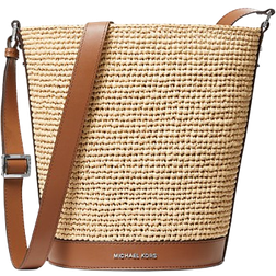 Michael Kors Townsend Medium Straw Bucket Messenger - Natural/Luggage