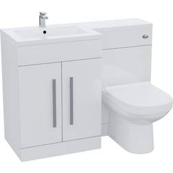 Nes Home Aric 1100mm Vanity Basin Unit, WC Unit & Debra Back To Wall Toilet