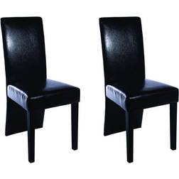 vidaXL Faux Leather Black Kitchen Chair 94cm 2pcs