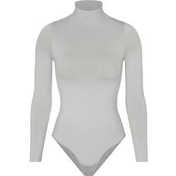 SKIMS Essential Mock Neck Long Sleeve Bodysuit - Light Grey