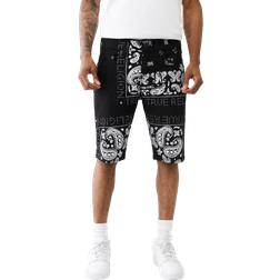 True Religion Ricky Paisley Denim Short - Body Rinse Black