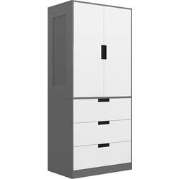 Homcom Modern Grey/White Wardrobe 80x180cm