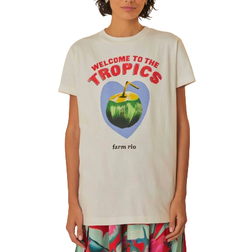 Farm Rio Welcome To The Tropics Organic Cotton T-shirt - White