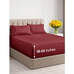 CGK Unlimited Extra Deep Pocket Bed Sheet Red (297.2x259.1cm)