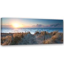 Canvas Picture Without Frame Blue Wall Decor 150x50cm