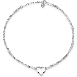 Primal Gold Double Strand Heart Anklet - Silver