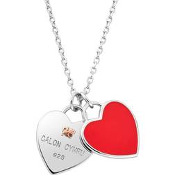 Clogau Welsh Heart Necklace - Silver/Rose Gold/Red