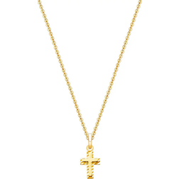 Tiny Blessings Beautifully Beveled Cross Necklace - Gold