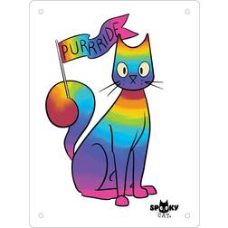 Spooky Cat Purride Tin Mini White/Multicolour Wall Decor 15x20cm