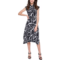 Karl Lagerfeld Print Handkerchief Hem Midi Dress - Black