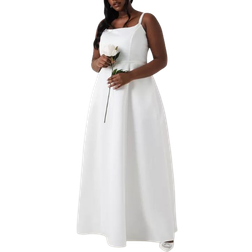 Coast Structured Satin Full Skirt Wedding Dress Plus Size - Ivory