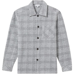 Reiss Olivier Brushed Check Overshirt - Soft Grey