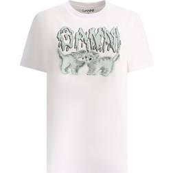 Ganni Basic Jersey Love Cats Relaxed T-shirt - Bright White